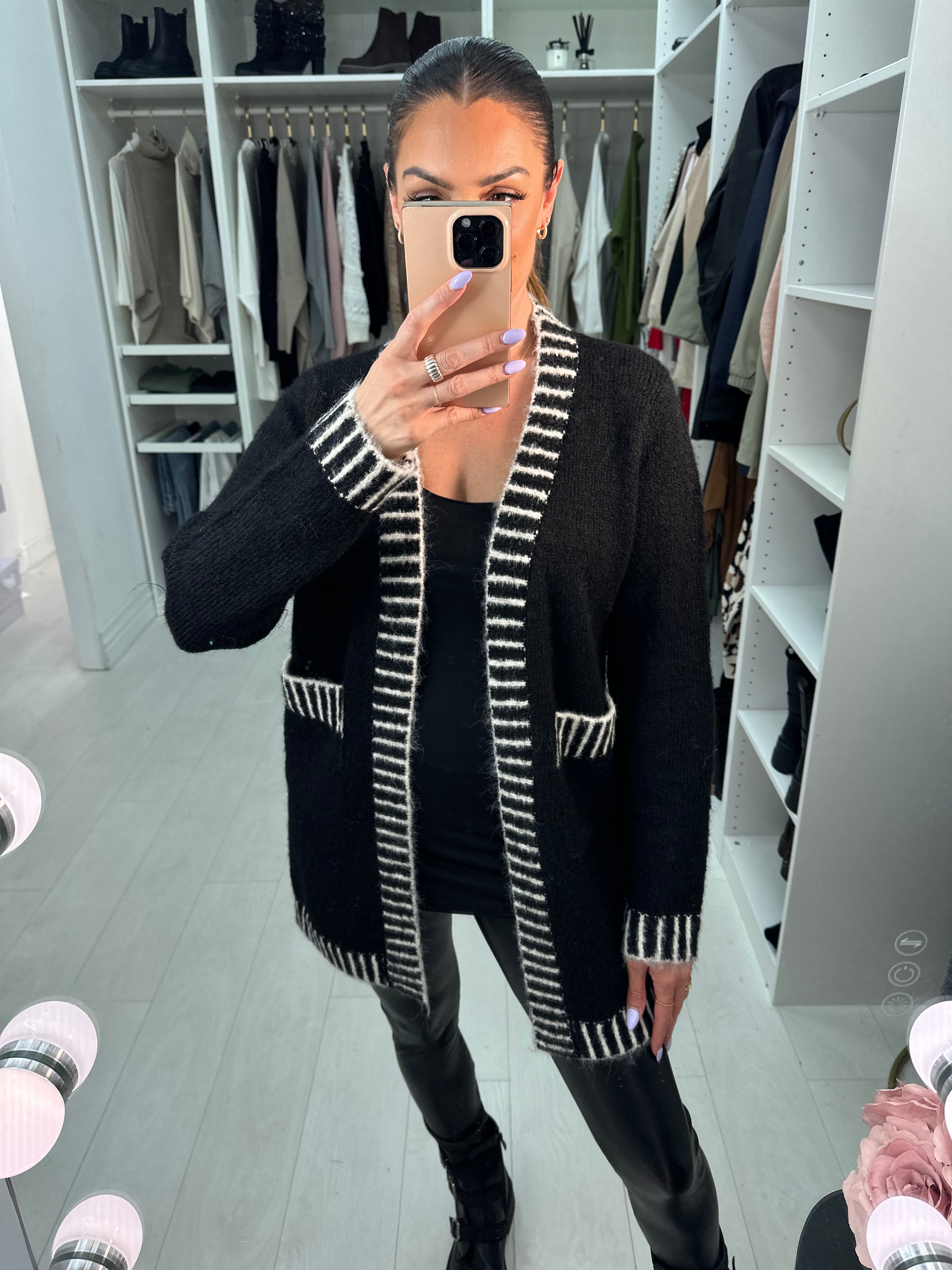 Kalia Stitch Detail Longline Cardigan