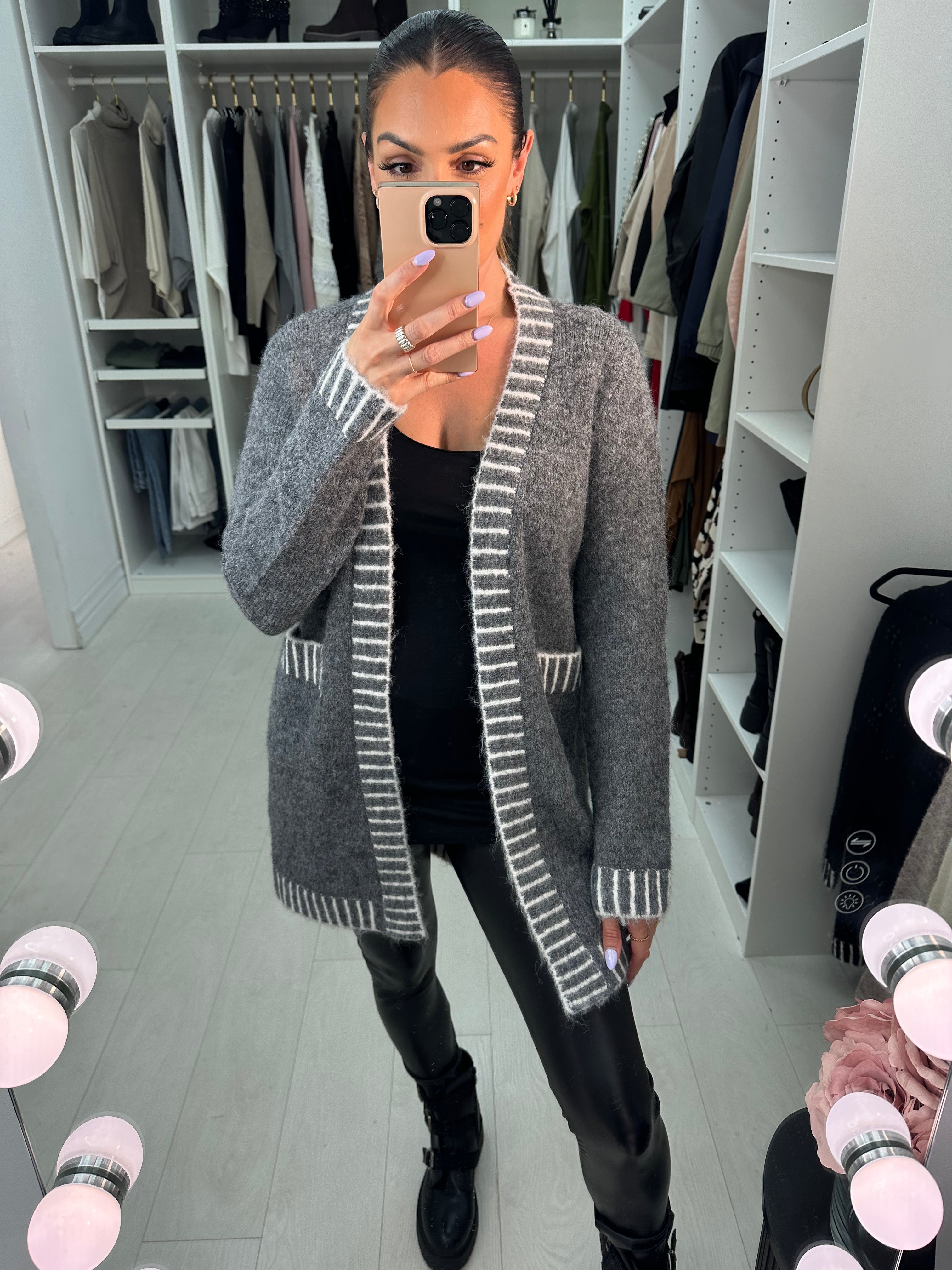 Kalia Stitch Detail Longline Cardigan