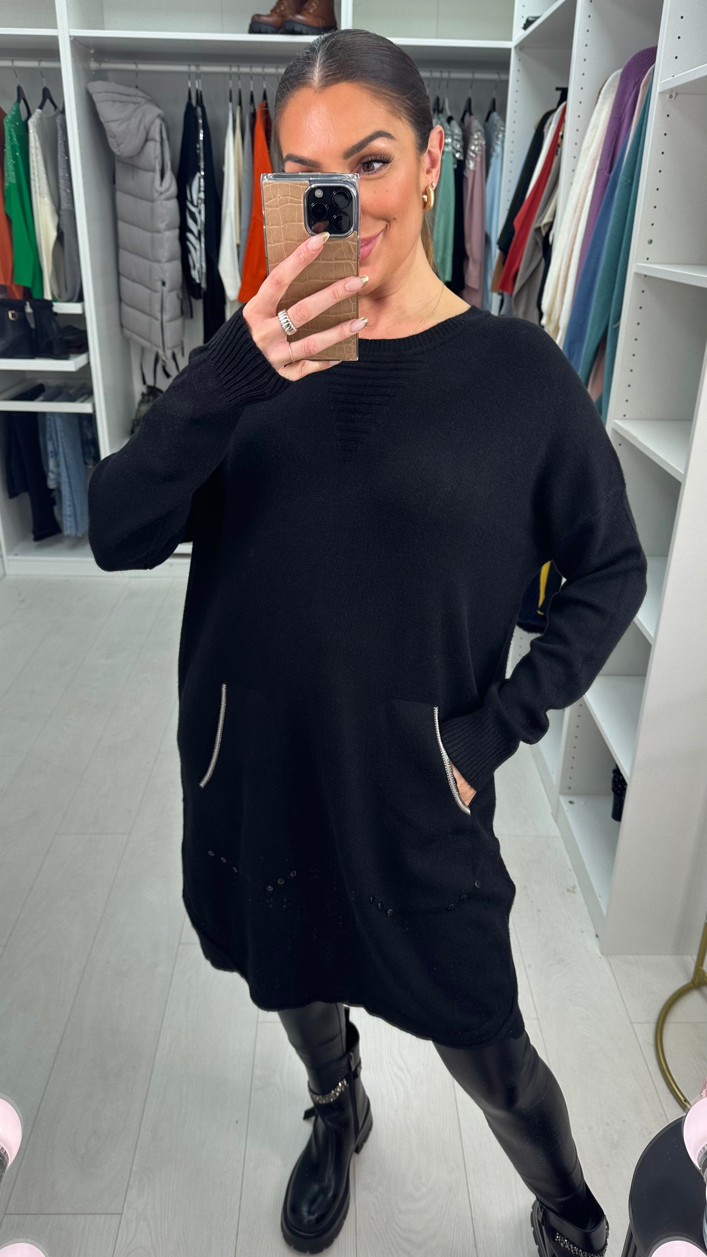 Anise Pocket Front Detailed Jumper Dress