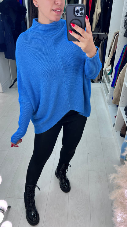 Rokeby Ribbed High Collar Batwing Jumper