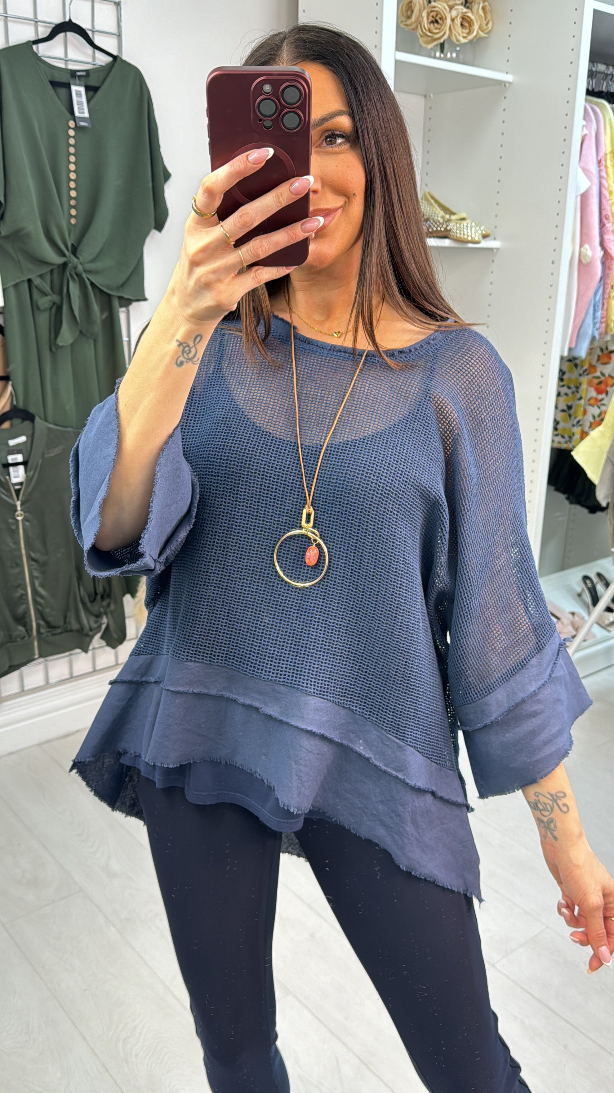 Fiorinda Crochet 2 Piece Necklace Oversized Top