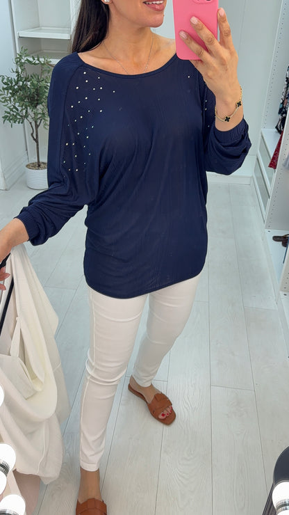 Pita Diamante Drape Back Detail Top