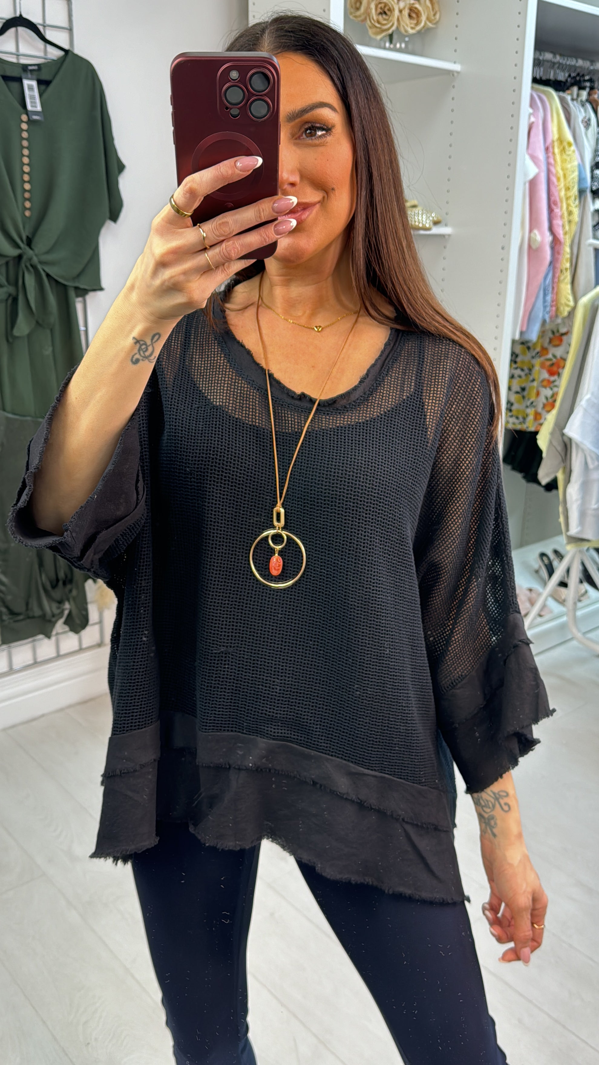 Fiorinda Crochet 2 Piece Necklace Oversized Top