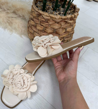 Florentina Floral Detail Flat Sliders