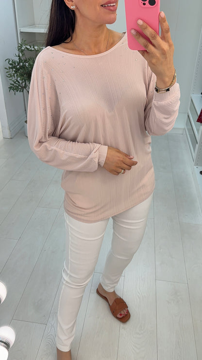 Pita Diamante Drape Back Detail Top
