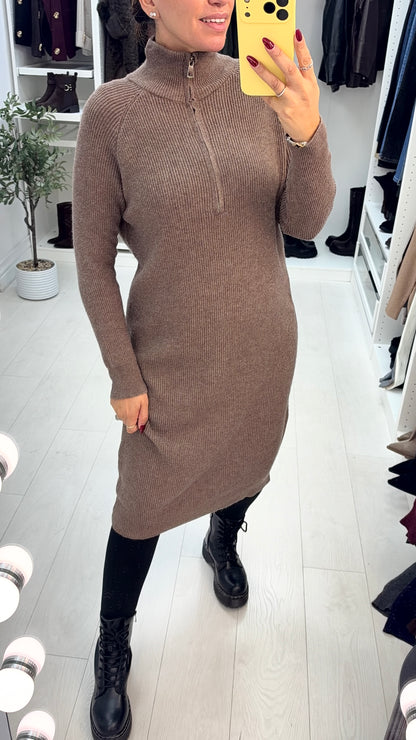 Stevie Plain Zip Front Jumper Dress