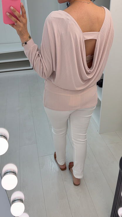 Pita Diamante Drape Back Detail Top