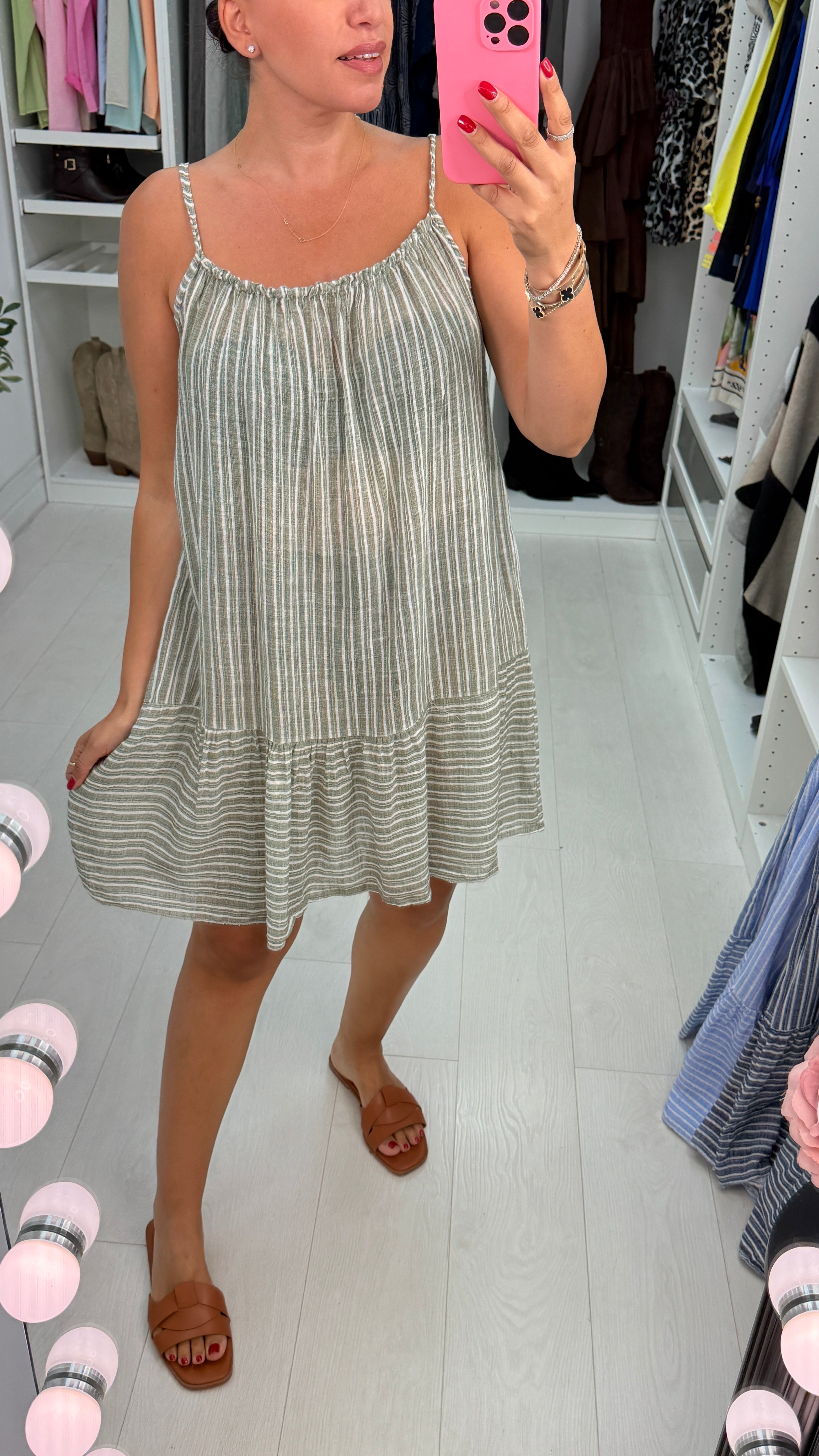 Kelce Striped Loose Fit Midi Dress