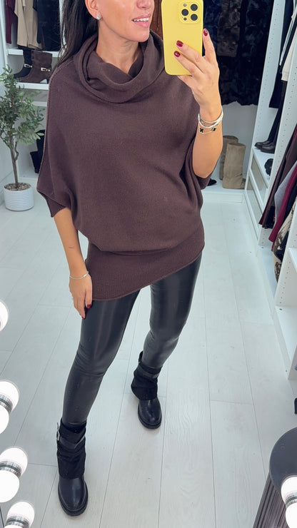 Elissia Super Soft Roll Neck Poncho Jumper