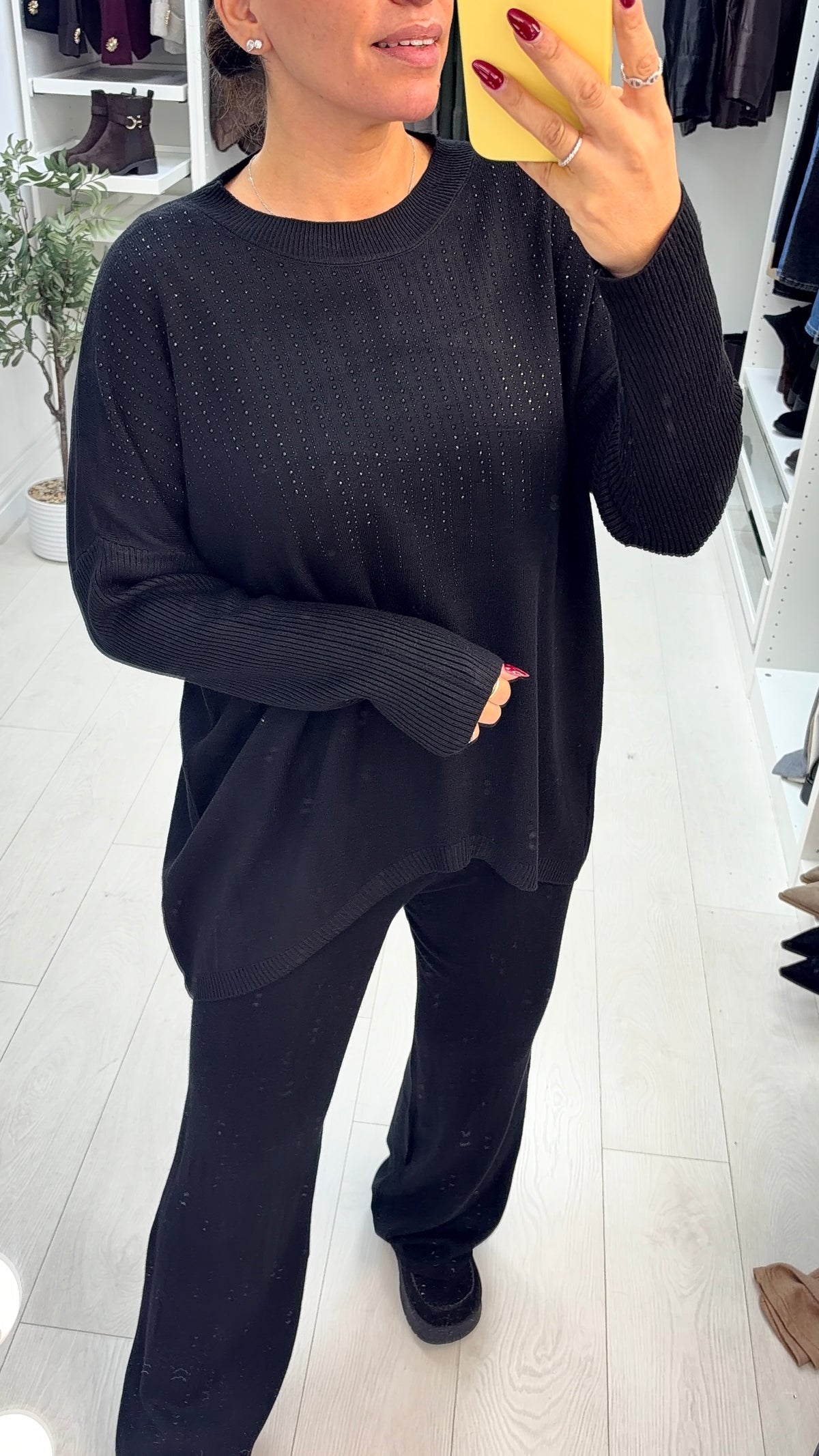 Justine Embellished Longline Dipped Hem Loungewear Set