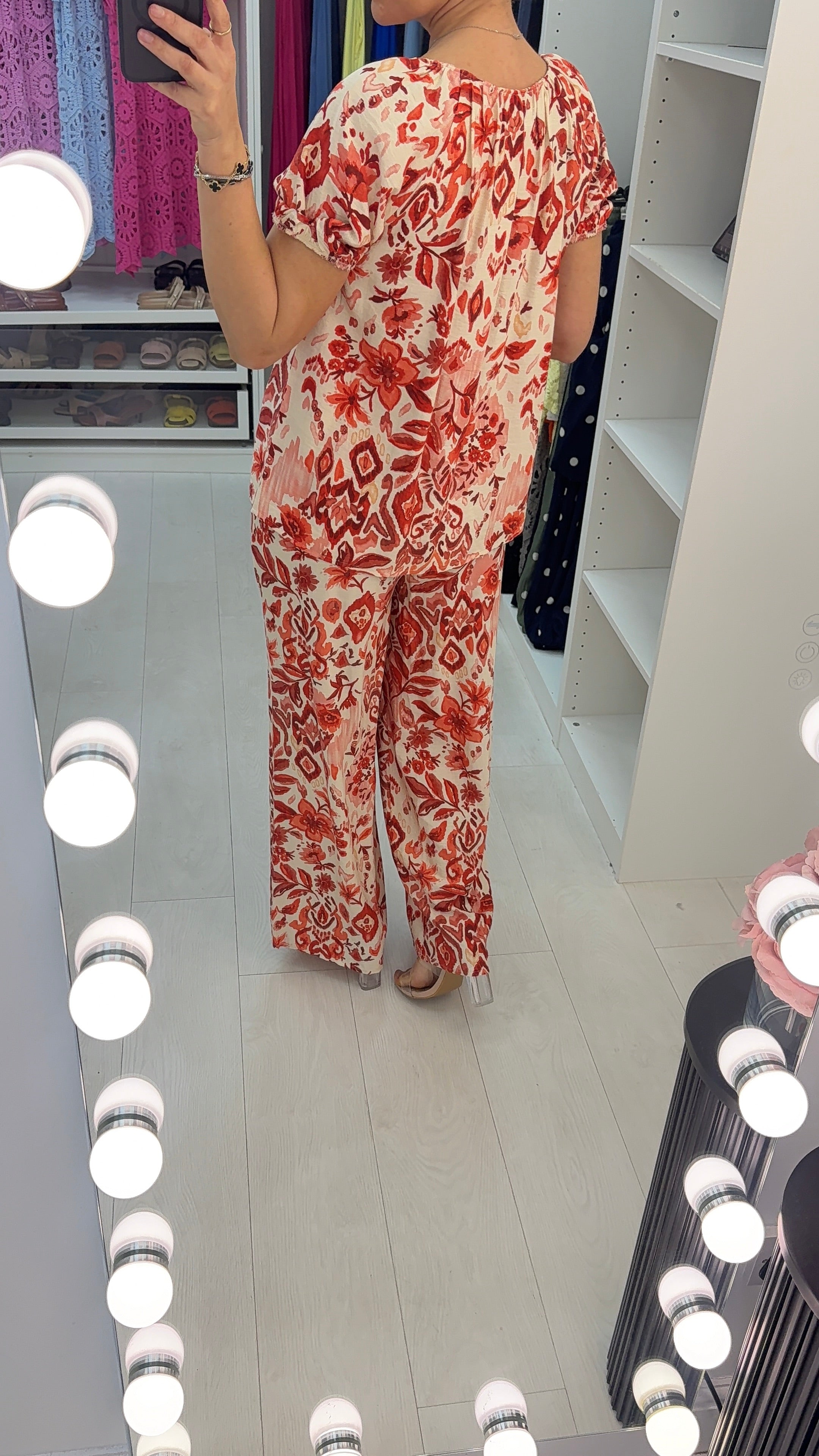 Liora Watercolour Print Wide Leg Trousers Co-Ord Set