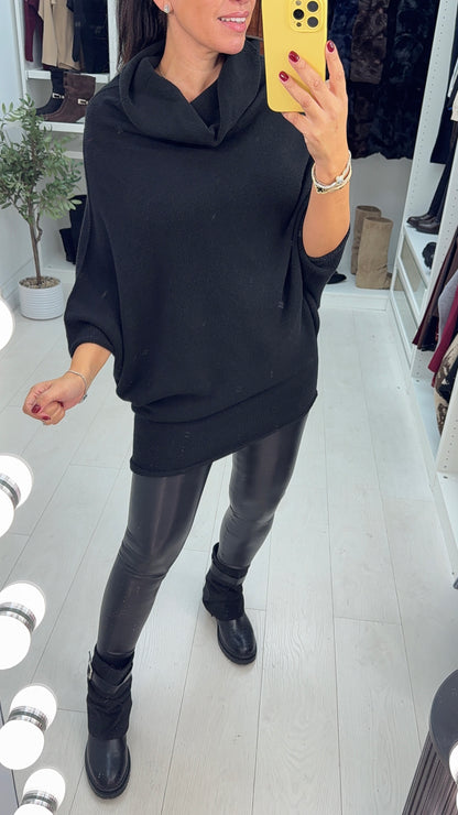 Elissia Super Soft Roll Neck Poncho Jumper