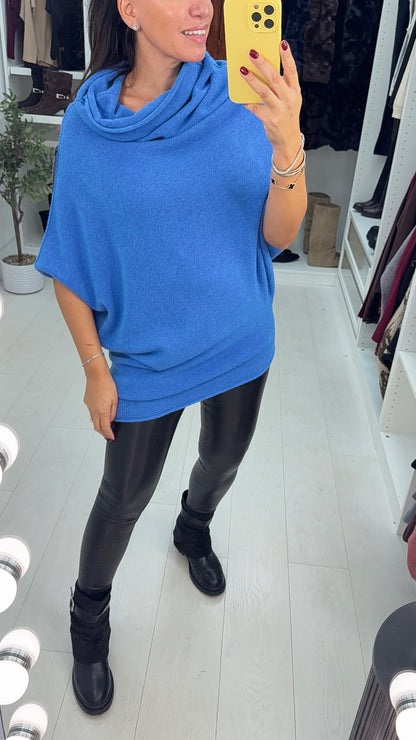 Elissia Super Soft Roll Neck Poncho Jumper