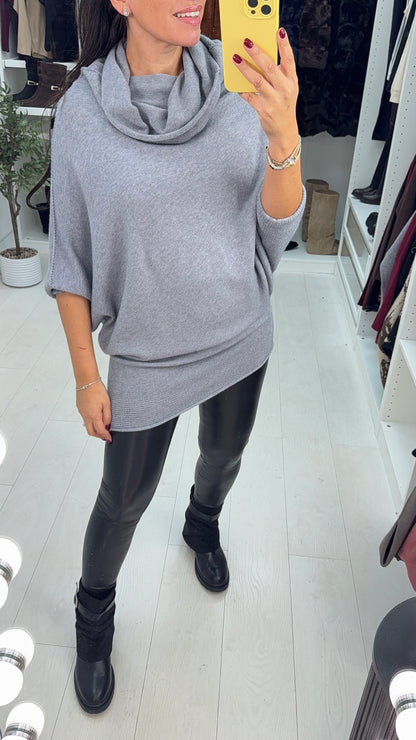 Elissia Super Soft Roll Neck Poncho Jumper