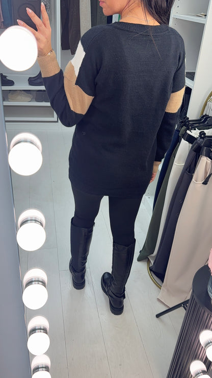 Oaklee Asymmetric Colour Block Loose Fit Jumper