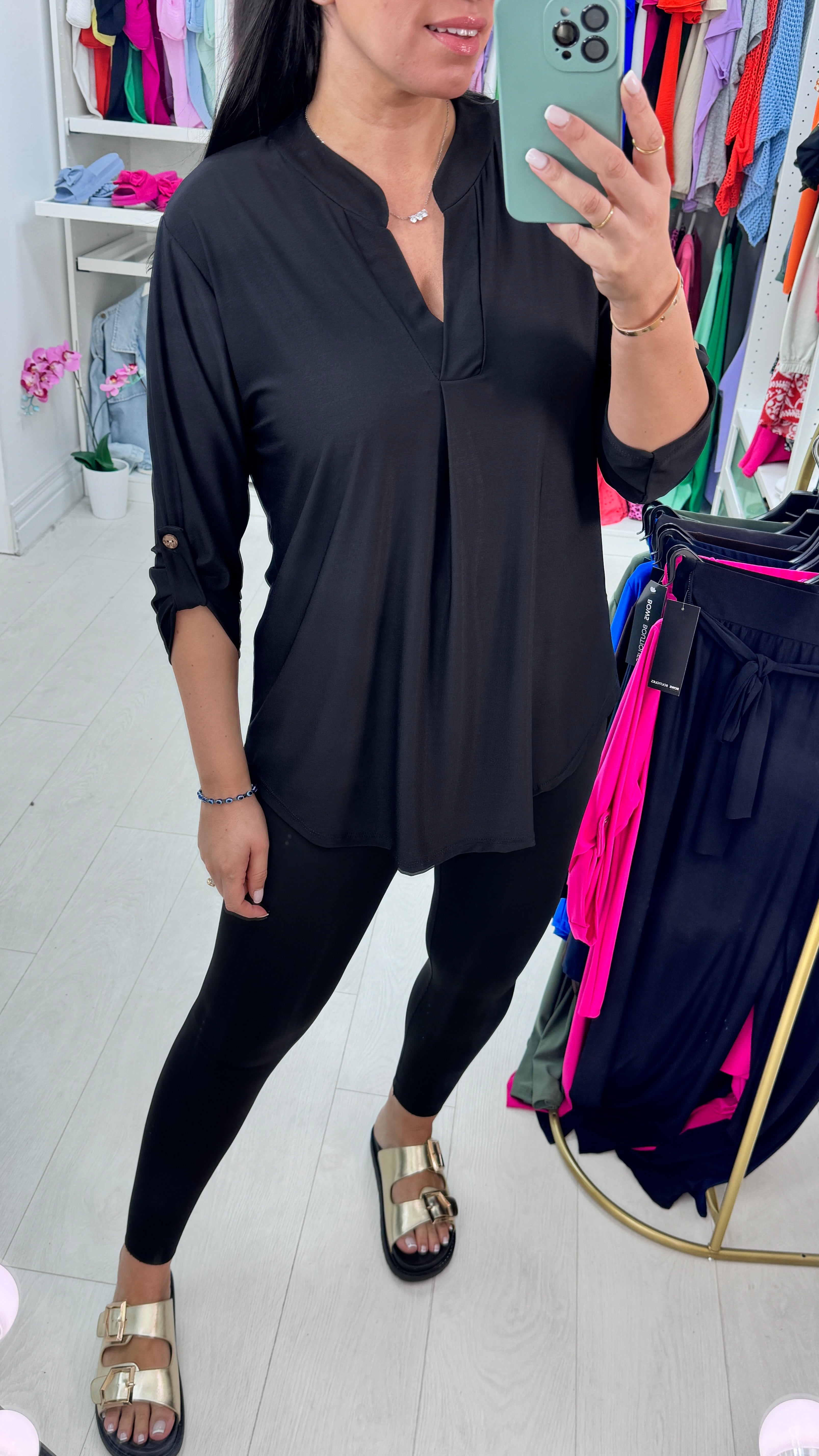 Romola Plain V-neck Top