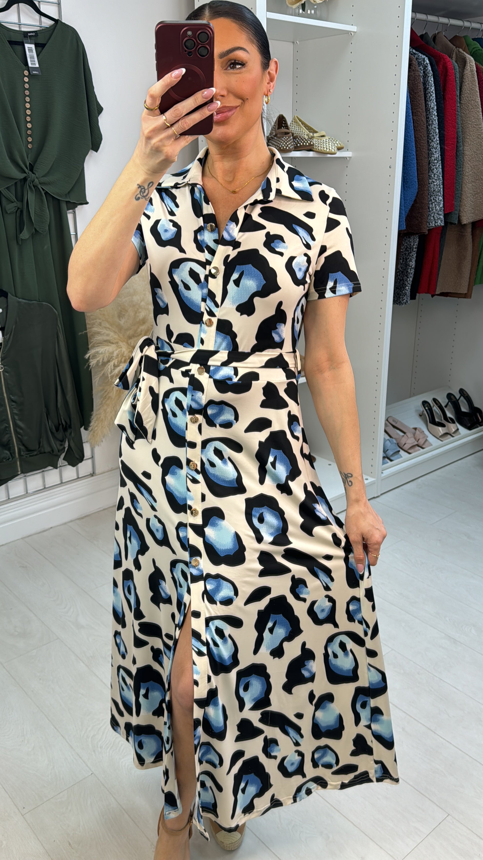 Manuela Cheetah Print Belted Magic Midi Dress