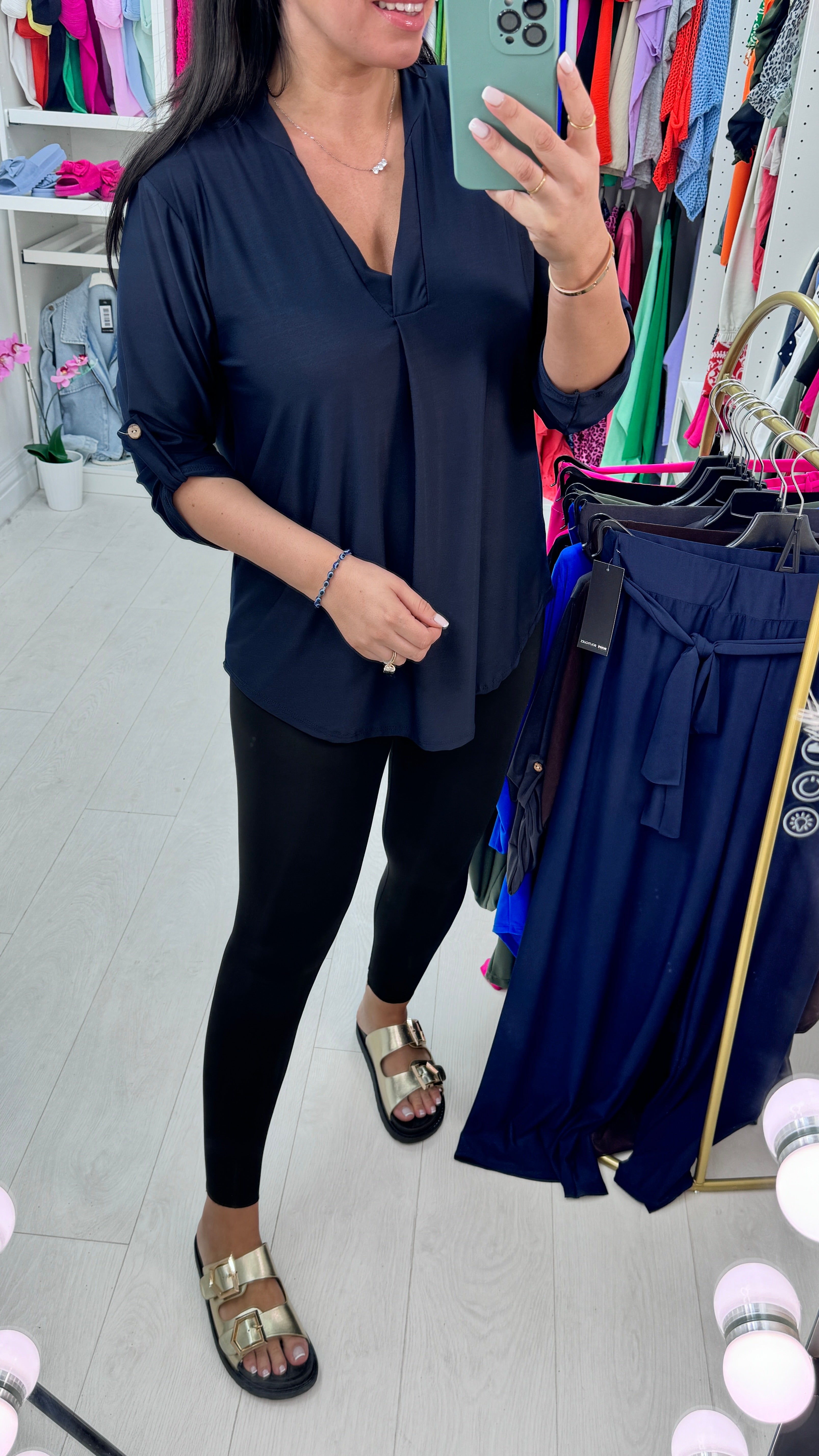 Romola Plain V-neck Top