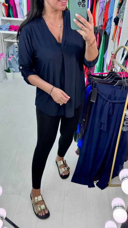 Romola Plain V-neck Top