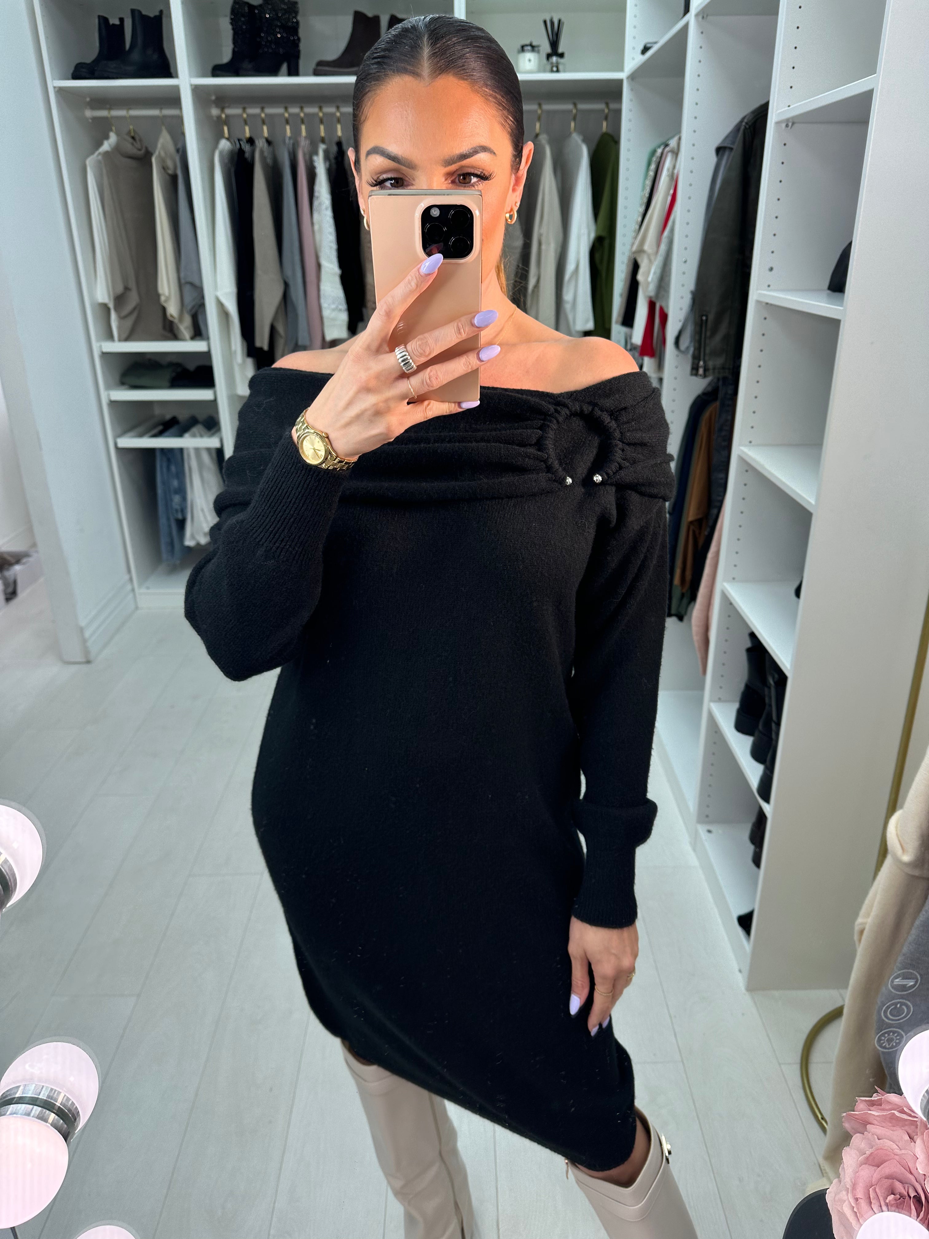 Yakira Plain Bardot Knit Dress