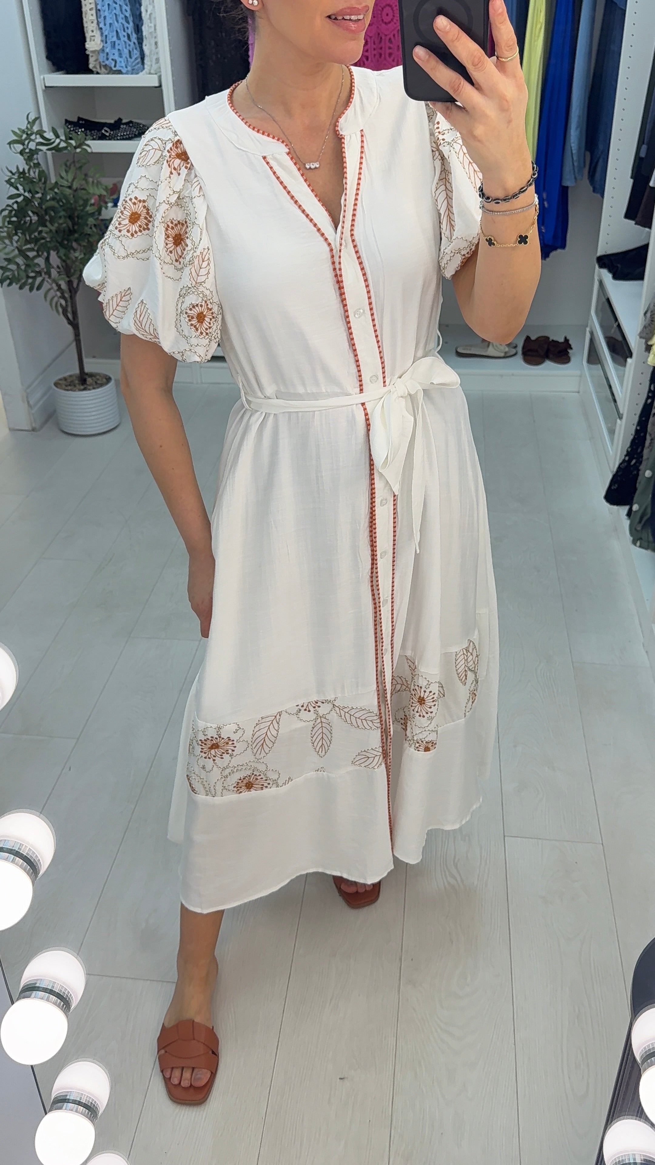 Eleanora Embroidered Ballon Sleeve Maxi Dress