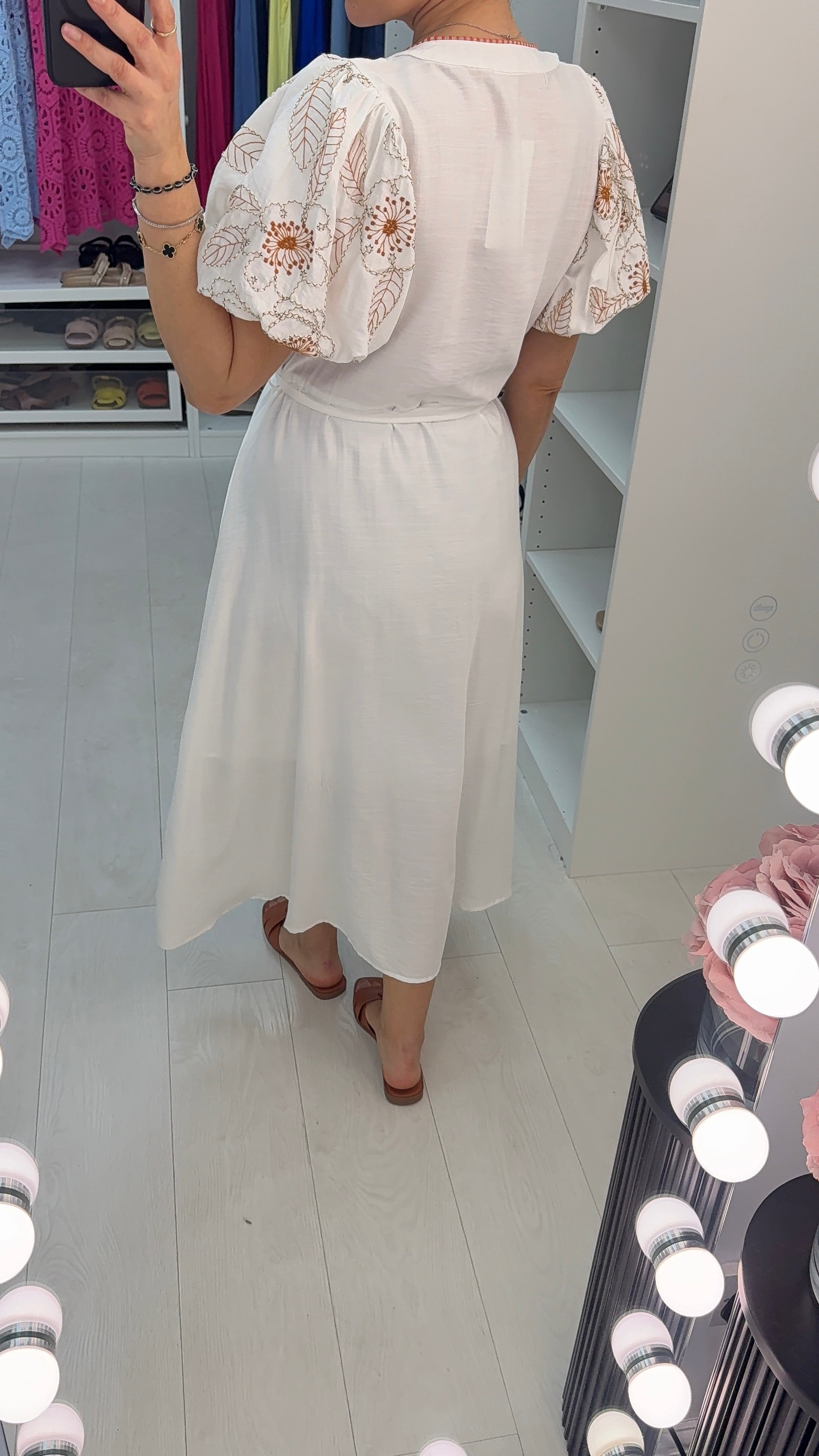 Eleanora Embroidered Ballon Sleeve Maxi Dress