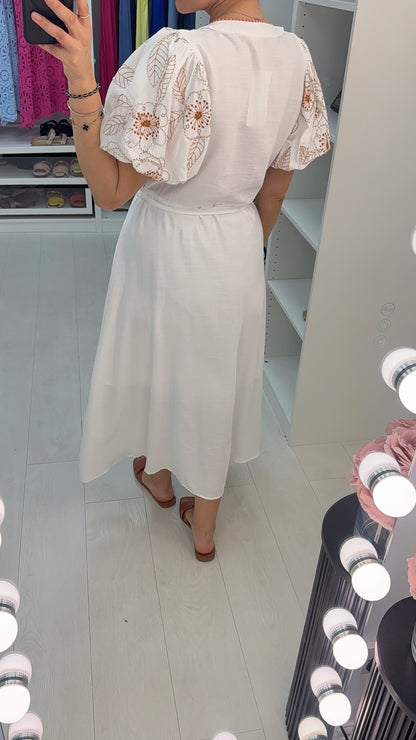 Eleanora Embroidered Ballon Sleeve Maxi Dress