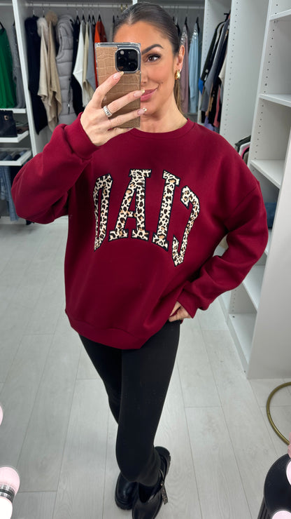 Lorena Leopard Print 'Ciao' Slogan Crew Neck Jumper