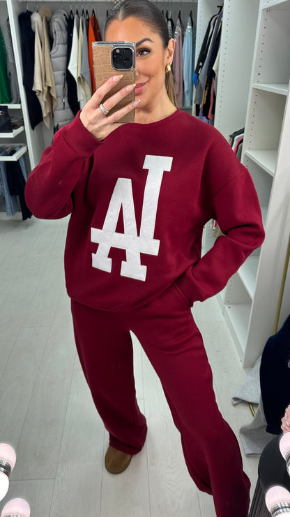 Lena 'LA' Slogan Crew Neck Tracksuit