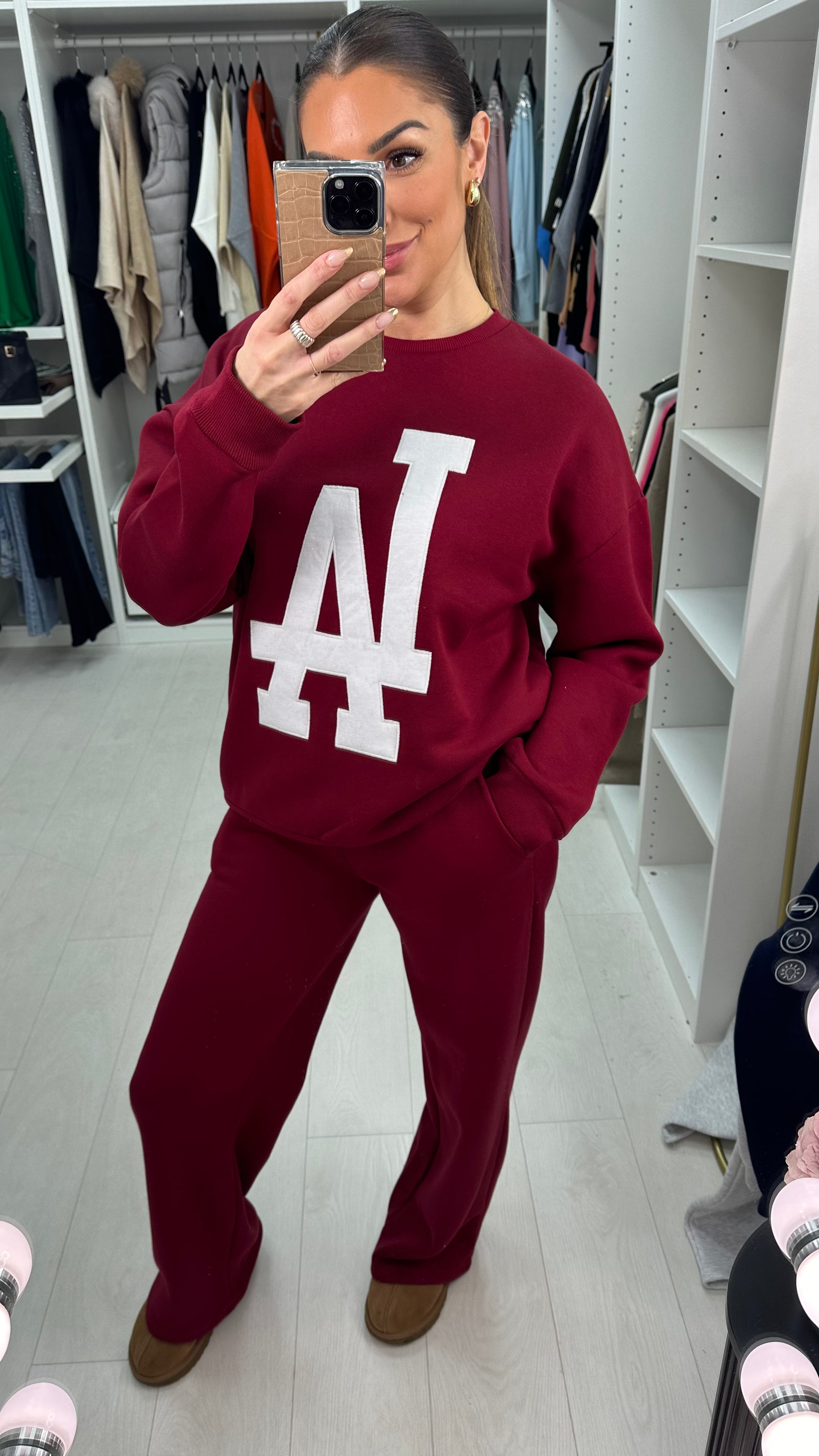 Lena 'LA' Slogan Crew Neck Tracksuit