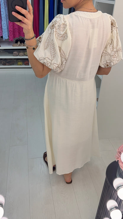 Eleanora Embroidered Ballon Sleeve Maxi Dress