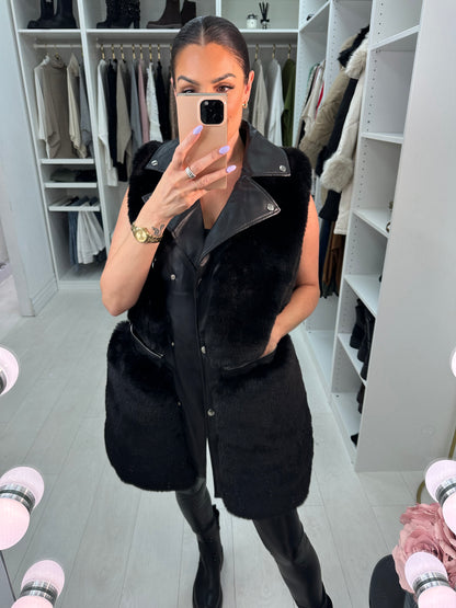 Micah Faux Fur Panelled Zip Detail Gilet