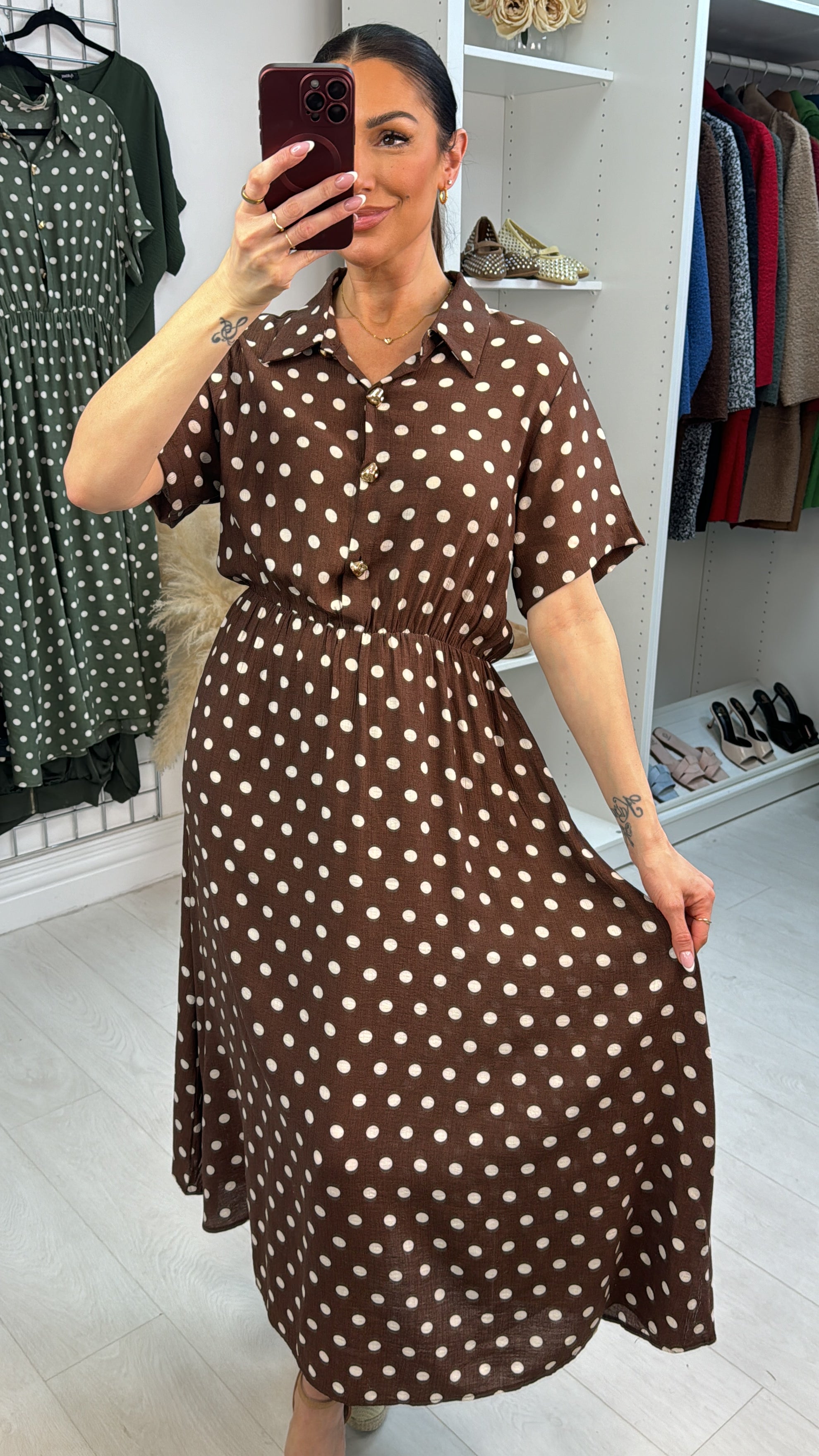 Vivien Polka Dot Elasticated Waist Maxi Dress