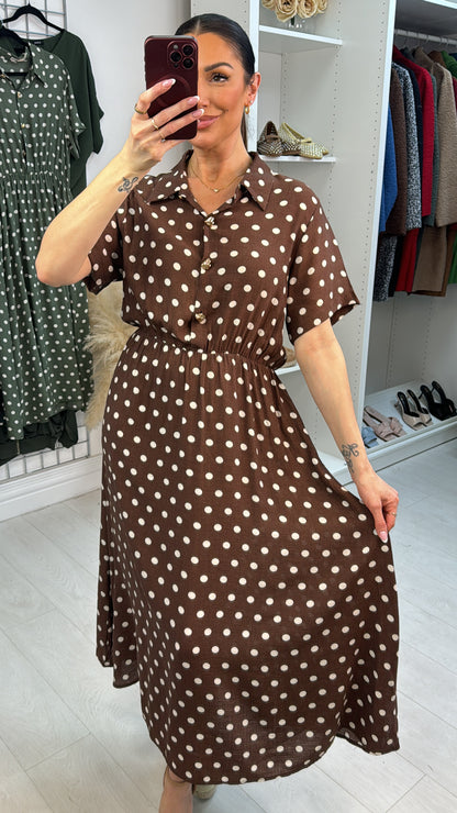 Vivien Polka Dot Elasticated Waist Maxi Dress