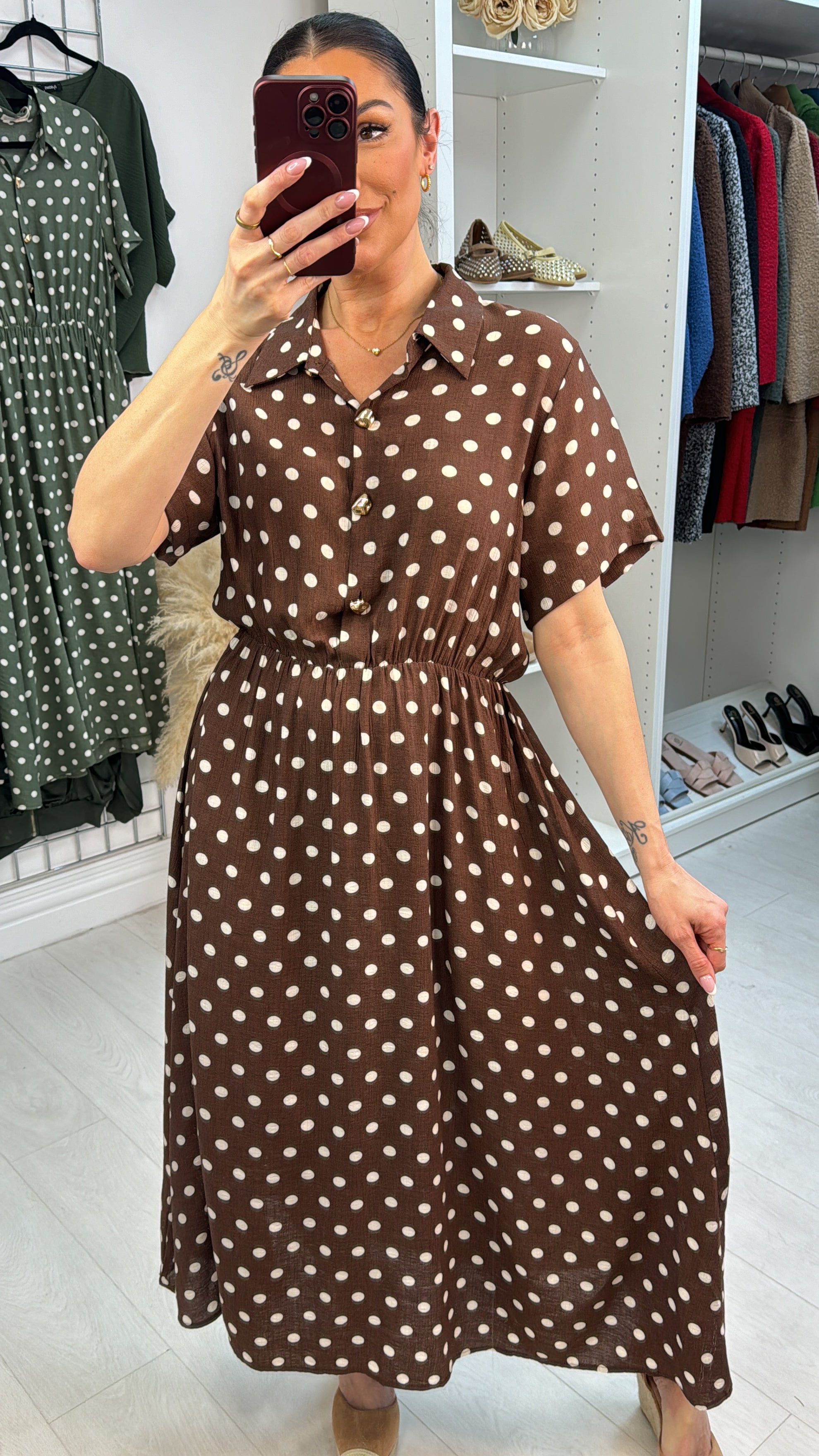 Vivien Polka Dot Elasticated Waist Maxi Dress