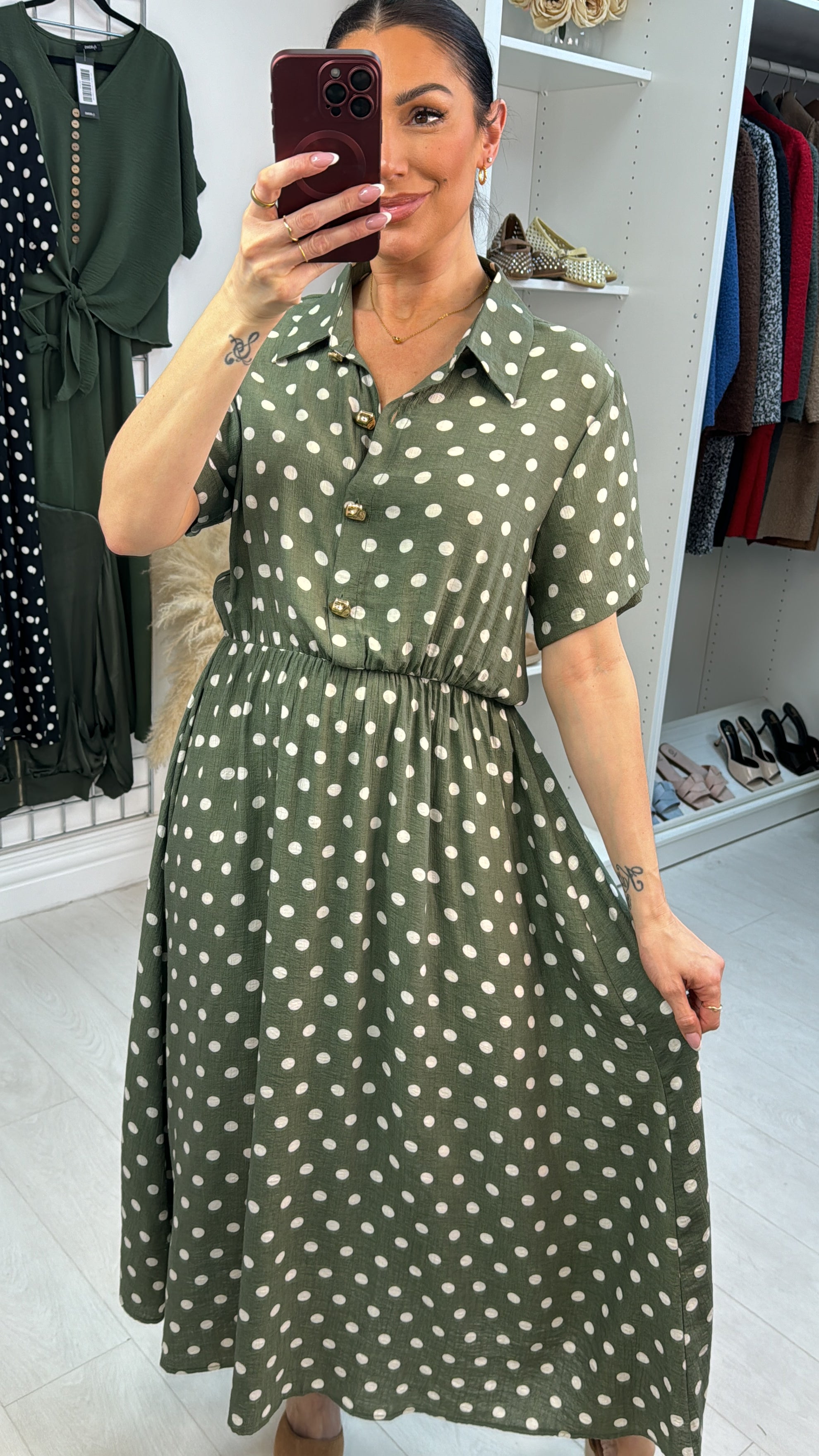 Vivien Polka Dot Elasticated Waist Maxi Dress