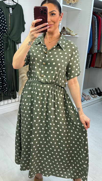 Vivien Polka Dot Elasticated Waist Maxi Dress