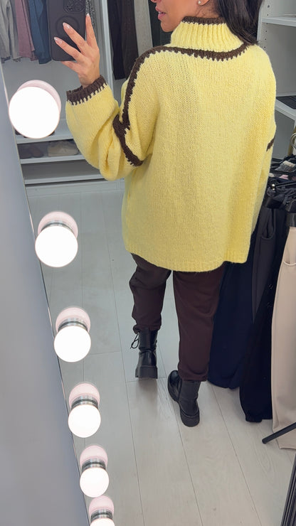 Aida Stitched Hem Detailed High Neck Jumper