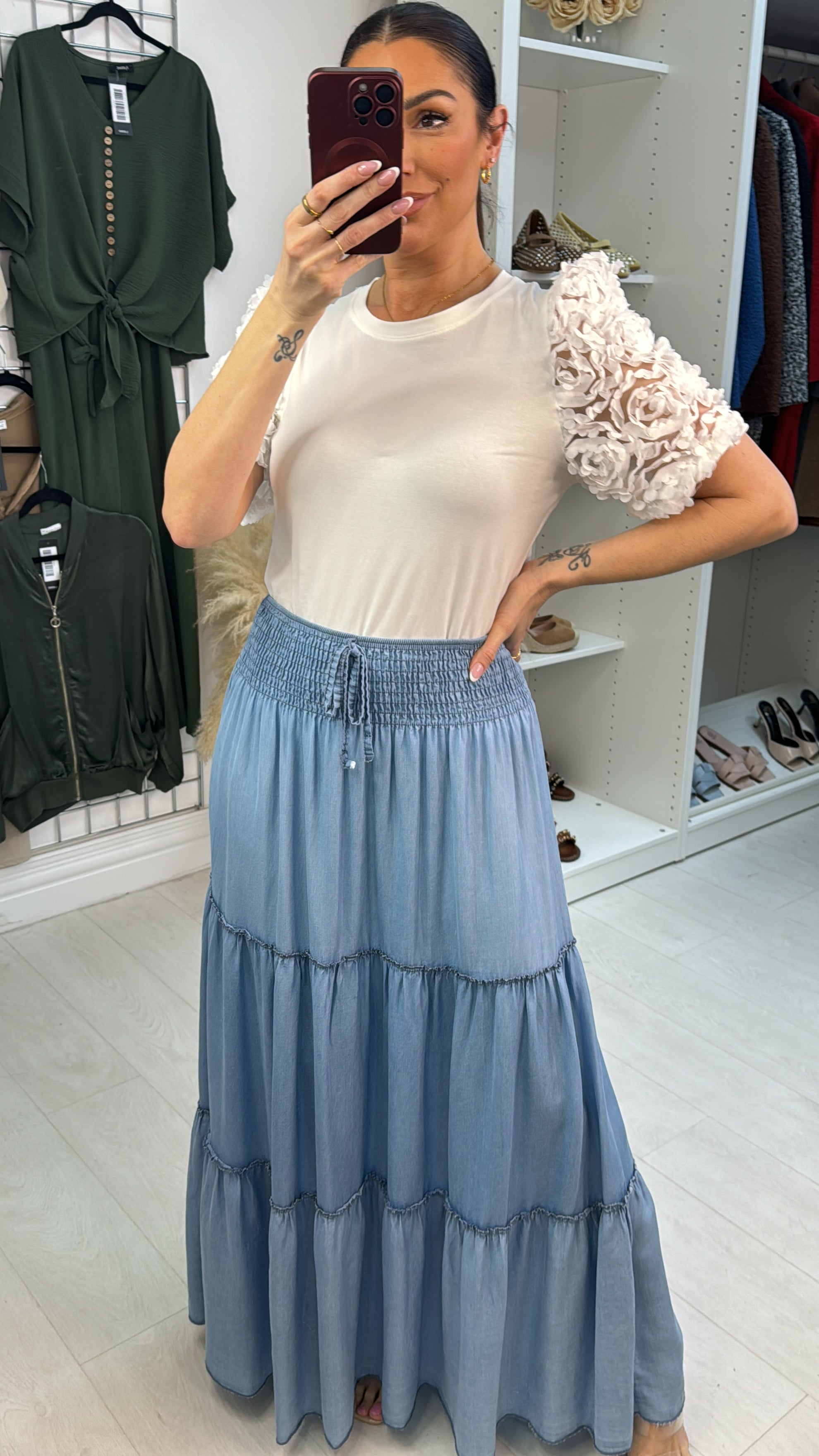 Fatima Denim High Waist Maxi Skirt