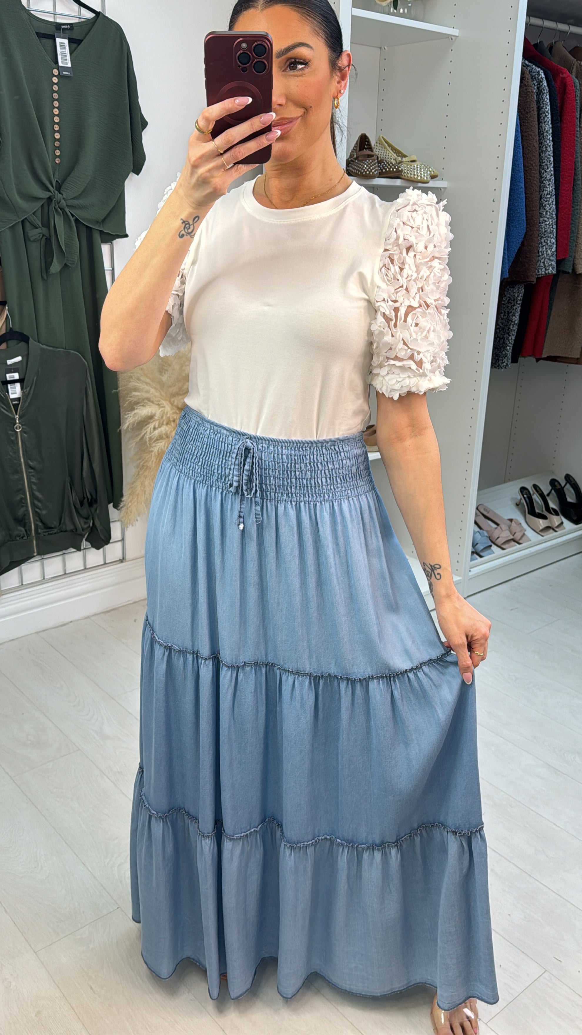 Fatima Denim High Waist Maxi Skirt