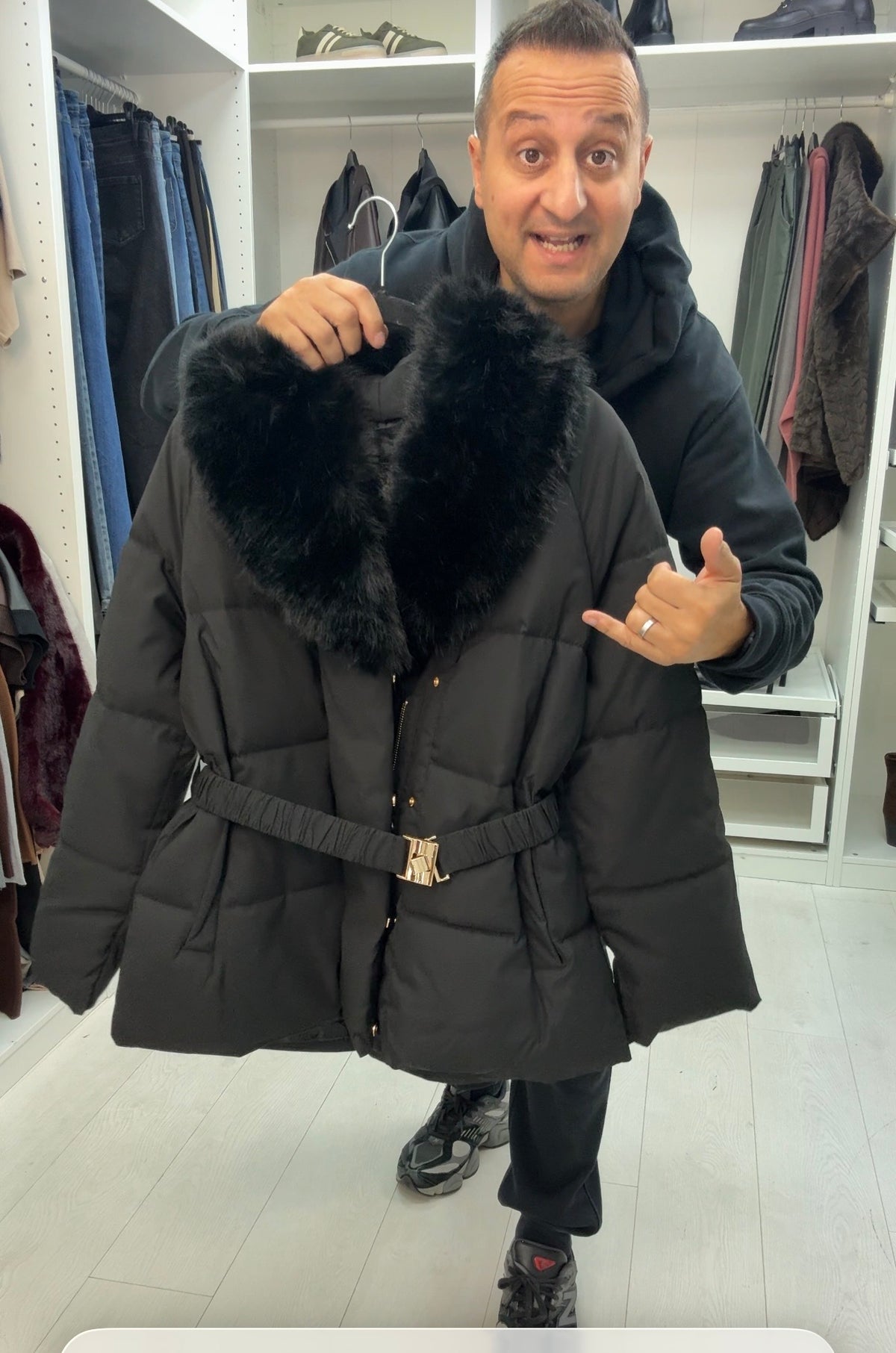 Daisie Faux Fur Detailed Belted Puffer Coat