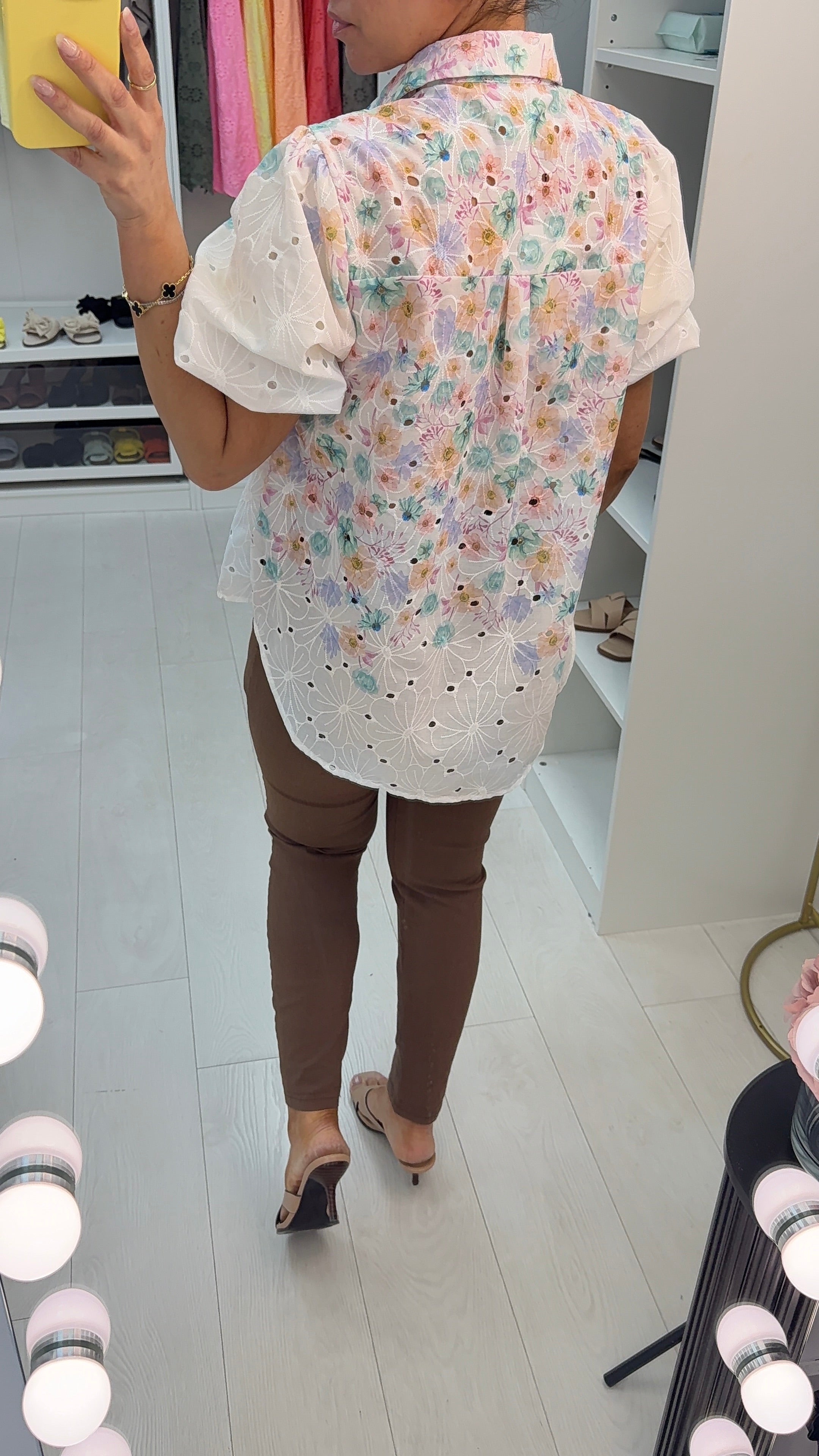 Valencia Floral Embroidered Balloon Sleeve Shirt