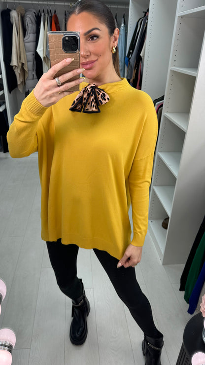 Stassie Leopard Bow Detail Oversized Jumper