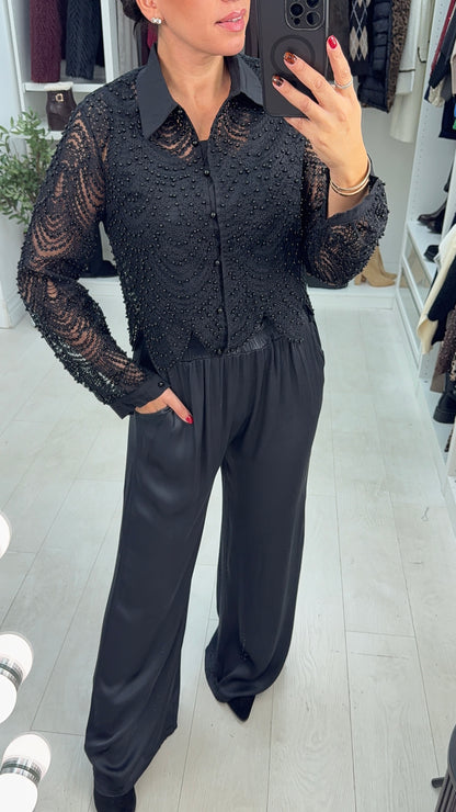 Noemi Full Pearl Bead Detail Top