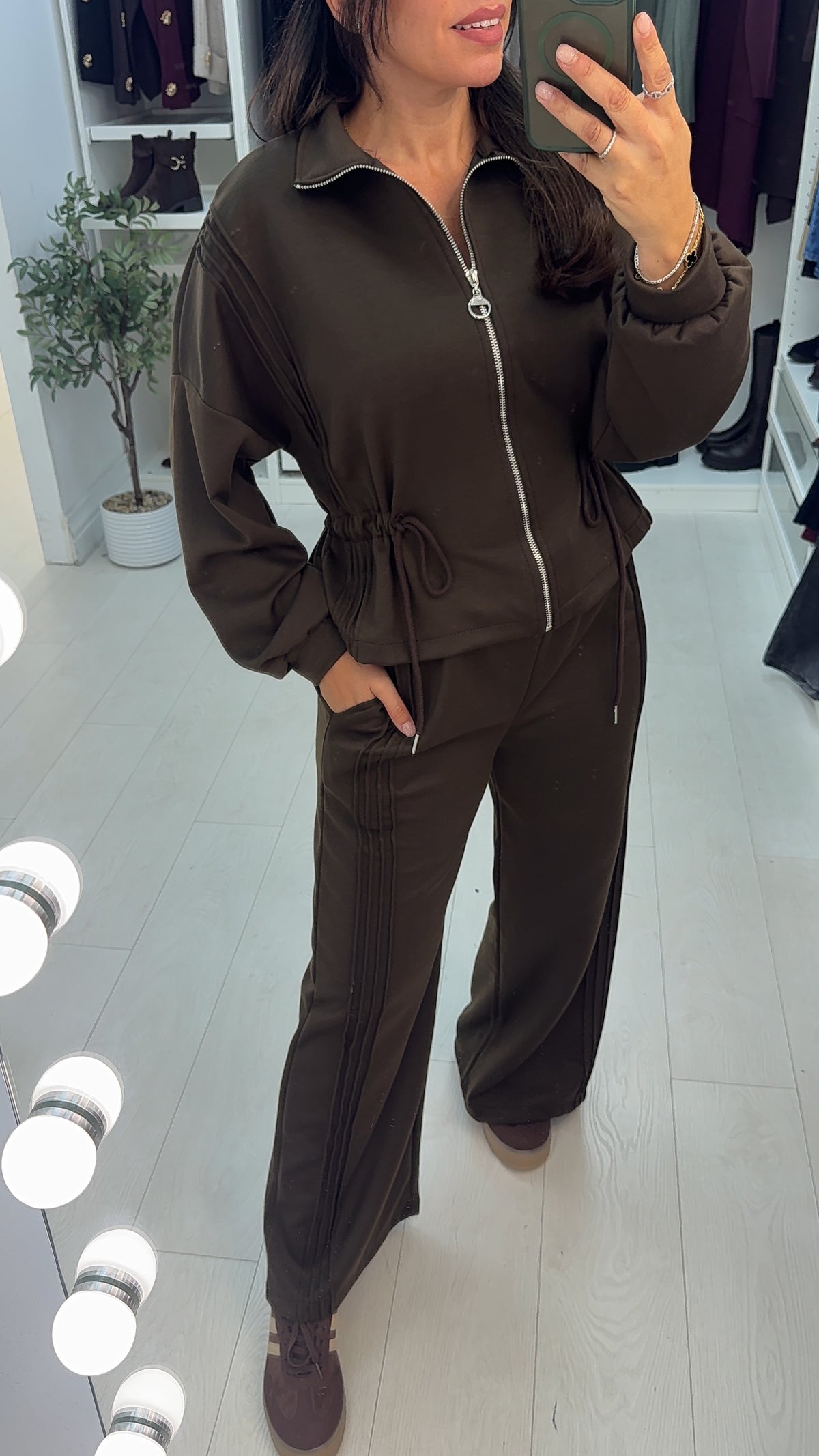 Bronwen Plain Drawstring Waist Loungewear set