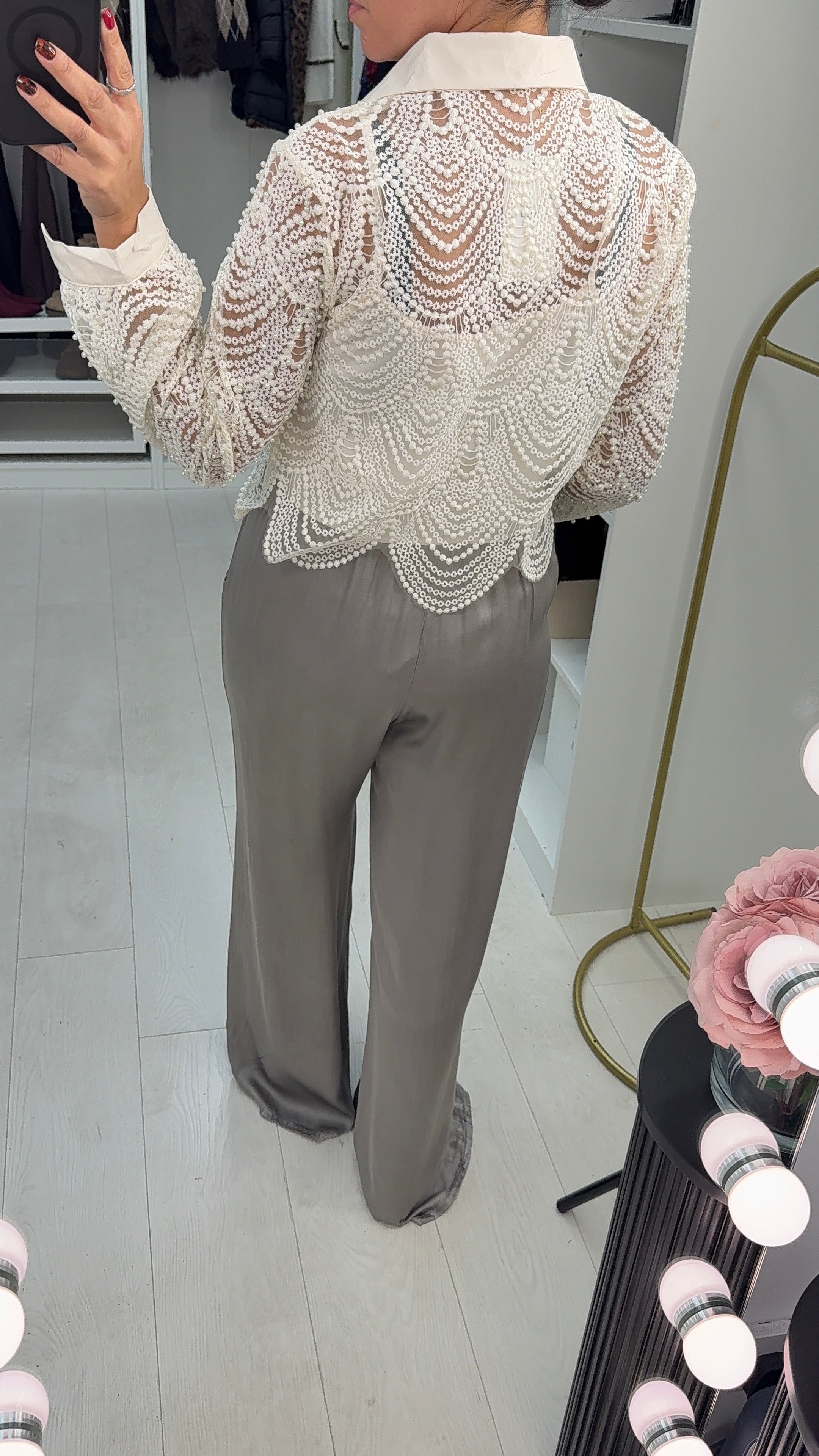 Noemi Full Pearl Bead Detail Top