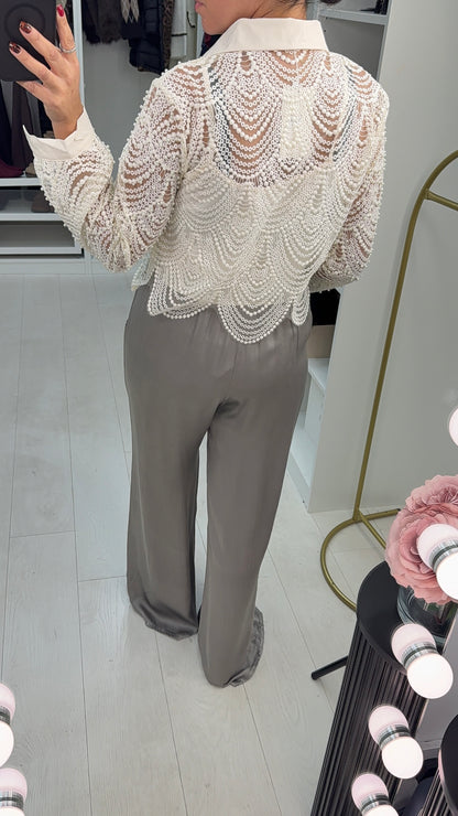 Noemi Full Pearl Bead Detail Top