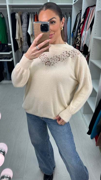 Miller Fluffy Crochet Detail Jumper