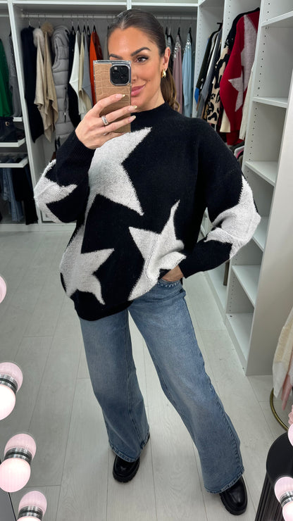 Patrina Boucle Star Pattern Loose Fit Jumper