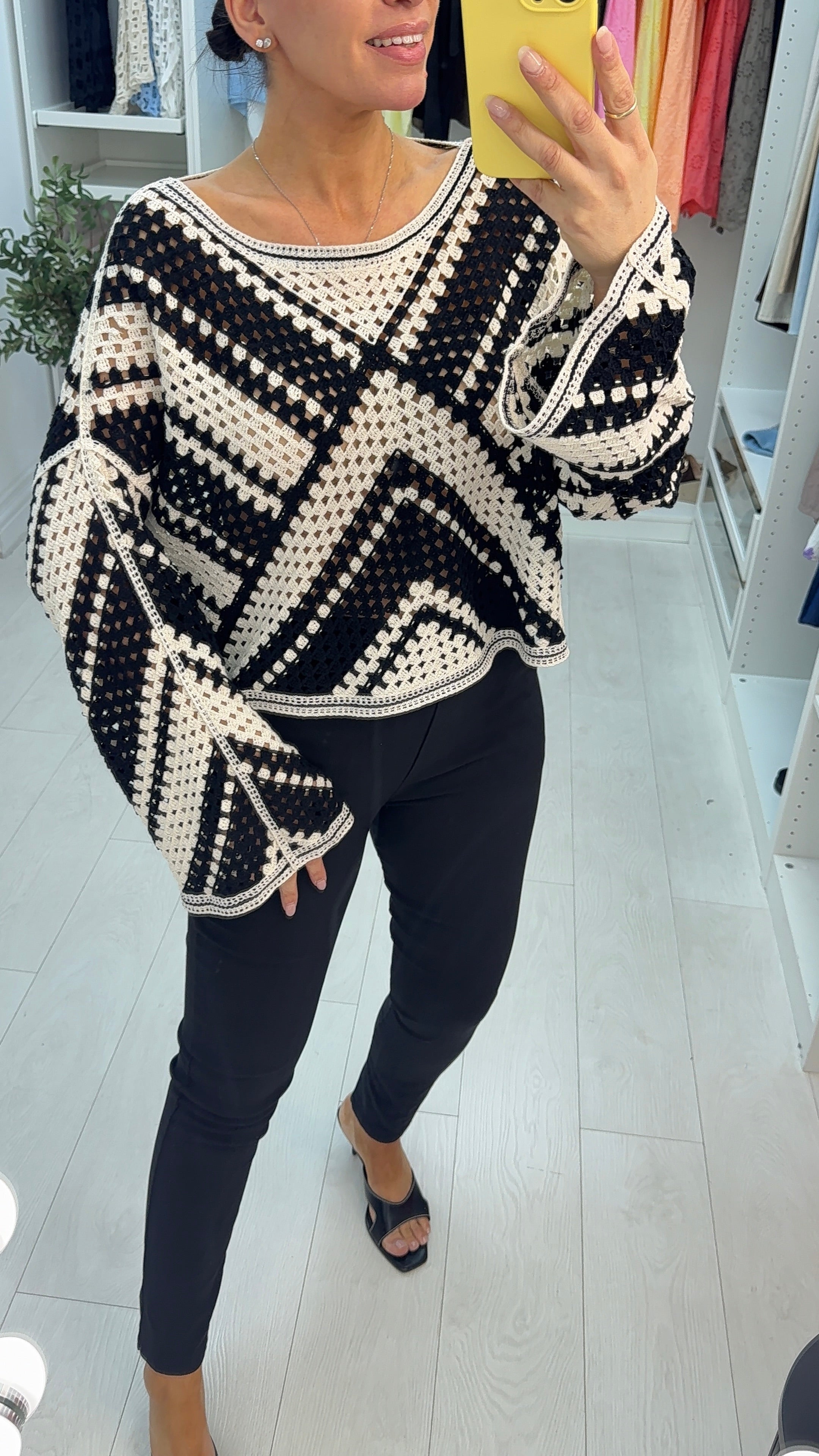Yvetta Cropped Loose Fit Crochet Top